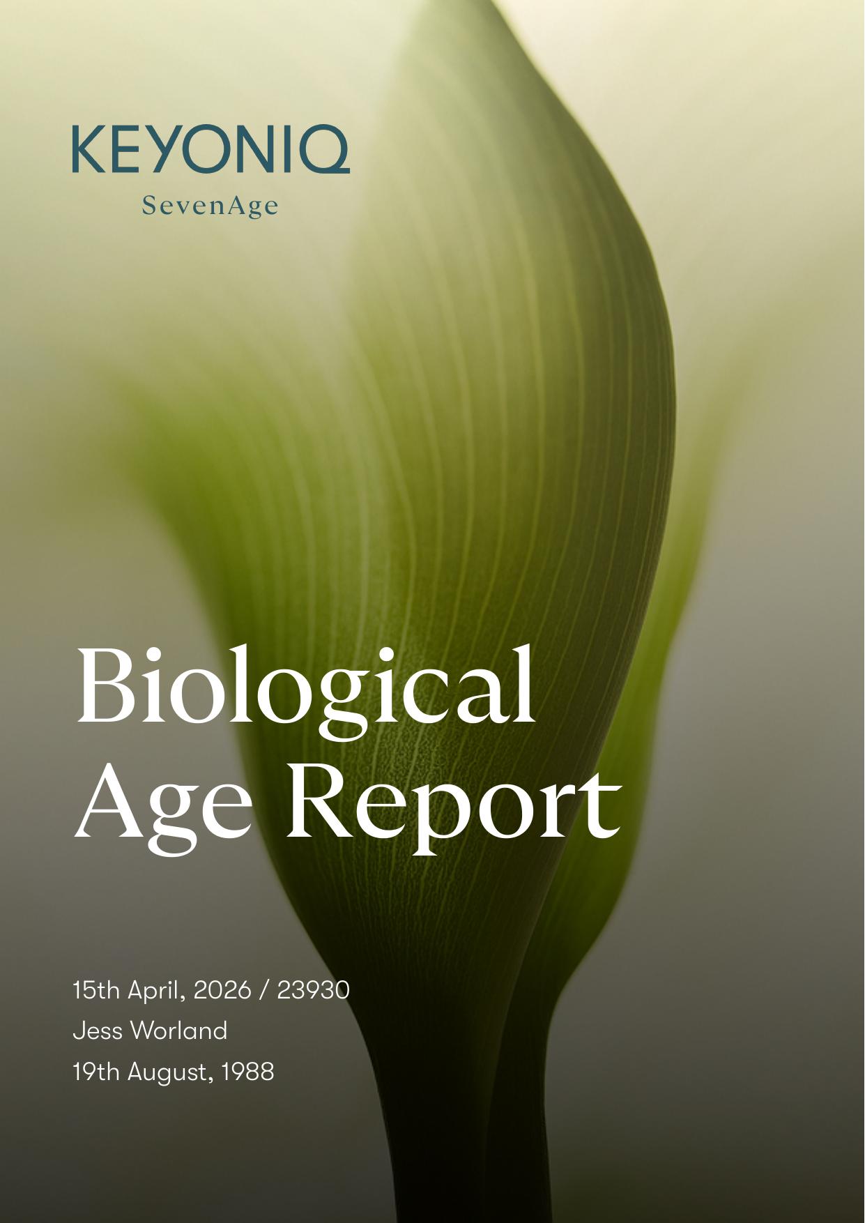 SevenAge Biological Age Report — cover
